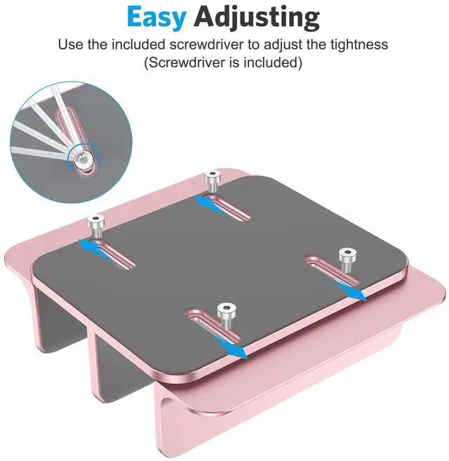 Alt view image 5 of 5 - OMOTON [Updated Dock Version] Vertical Laptop Stand, Double Desktop Stand Holder with Adjustable Dock (Up to 17.3 inch), Fits All MacBok/Surface/Samsung/HP/Dell/Chrome Book (Rose Gold)