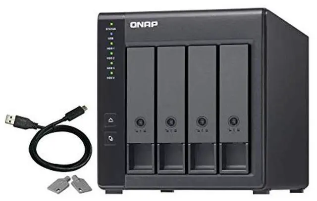 Alt view image 4 of 5 - QNAP 4 Bay USB 3.0 RAID Expansion Enclosure DAS (Correct Attached Storage) - Black, Metal, Rack Mount, Compatible with Server, Desktop, Laptop