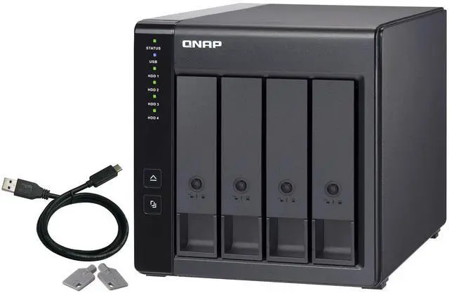Main image of QNAP 4 Bay USB 3.0 RAID Expansion Enclosure DAS (Correct Attached Storage) - Black, Metal, Rack Mount, Compatible with Server, Desktop, Laptop