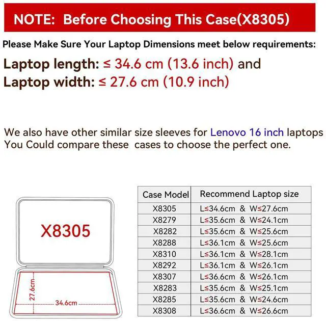 Alt view image 2 of 5 - Smatree Hard EVA Protective Sleeve Case Compatible for 16 inch Lenovo ThinkPad X1 PC (Unfolded), for 16 inch ASUS TUF Gaming A16 2024 FA608 Copilot+PC, 16inch Waterproof and Anti-Shock Sleeve (X8305)