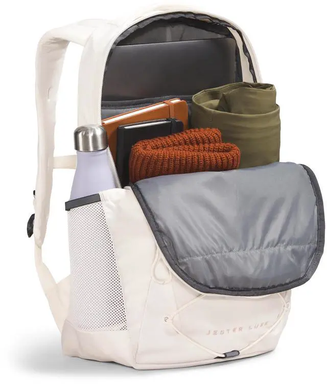 Alt view image 5 of 5 - The North Face Women's Jester Luxe Everyday Laptop Backpack, Gardenia White/Burnt Coral Metallic, One Size