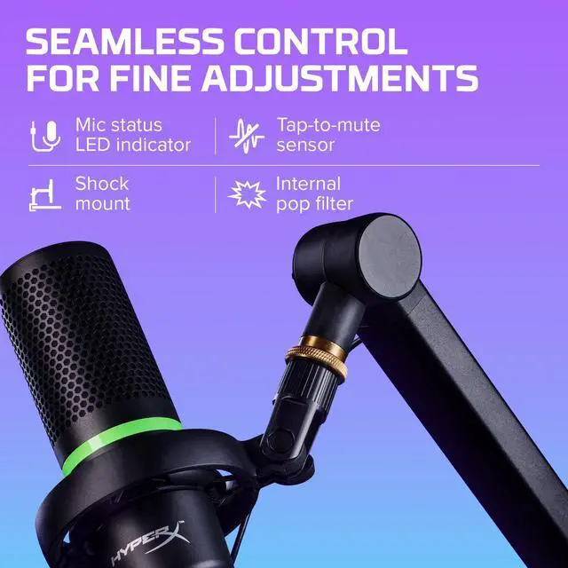 Alt view image 4 of 5 - HyperX DuoCast  RGB USB Condenser Microphone for PC, PS5, PS4, Mac, Low-profile Shock Mount, Cardioid, Omnidirectional, Pop Filter, Gain Control, Gaming, Streaming, Podcasts, Twitch, YouTube, Discord