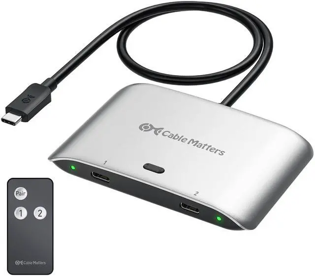 Main image of Cable Matters 20Gbps USB C Switch for 2 Computers, Supports Up to 8K@30Hz on Windows, 4K@60Hz on macOS, 140W PD, for Sharing a USB-C/Thunderbolt 4 Monitor or Dock, Works with Thunderbolt 4/5 Laptops