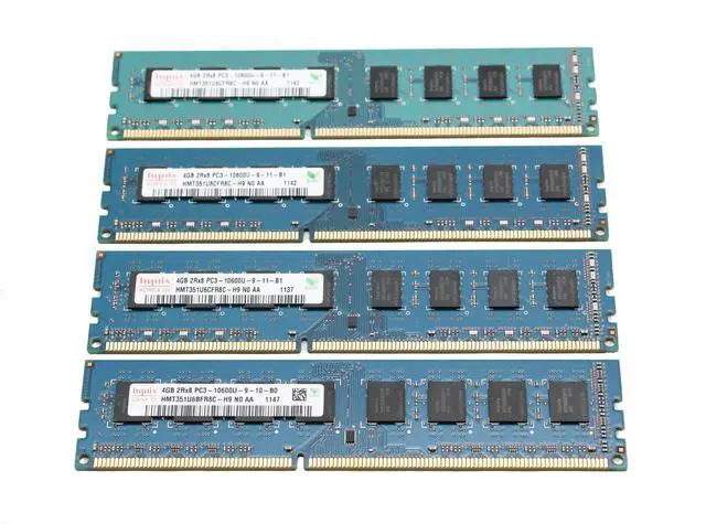 Main image of HYNIX HMT351U6CFR8C-H9 4GB 2Rx8 PC3-10600U 240-pin DDR3 SDRAM Desktop Memory 4x4GB (16GB TOTAL)