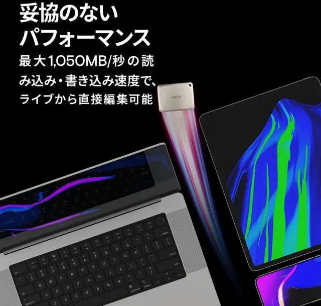 Alt view image 3 of 5 - Crucial X9 Pro 1TB USB 3.2 Gen 2 Type-C Portable External SSD for Apple Mac