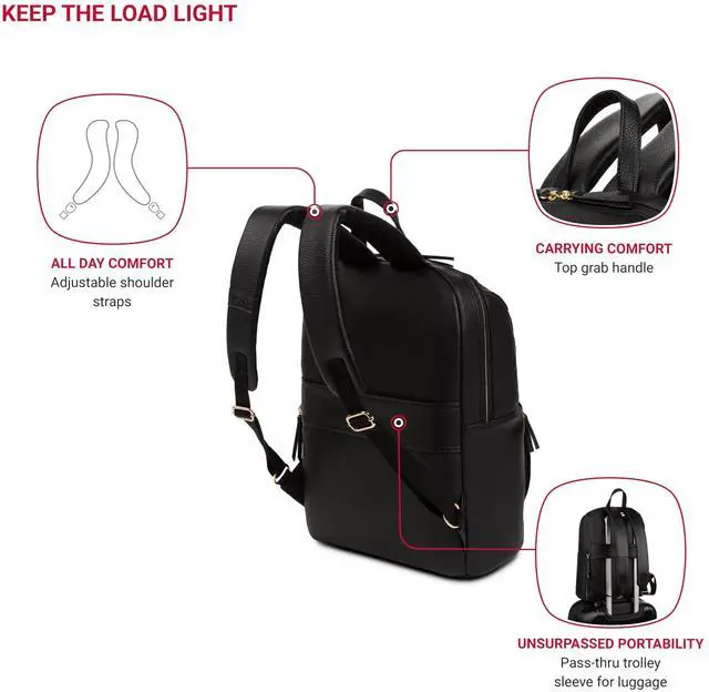 Alt view image 3 of 5 - SwissGear Serenity Luxe Women's Laptop Backpack, Black, 16 Inches