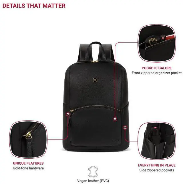 Alt view image 4 of 5 - SwissGear Serenity Luxe Women's Laptop Backpack, Black, 16 Inches