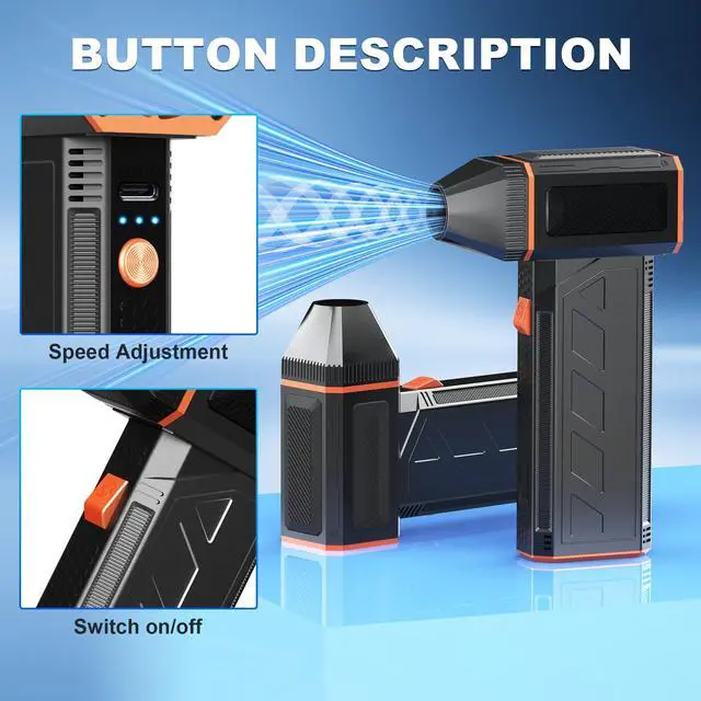 Alt view image 3 of 5 - CCV Compressed Air Duster - 130000RPM Electric Air Duster for Cleaning Keyboard&PC 3 Gears Adjustable Rechargeable Cordless Jet Dry Blower Air Blower for Car and Home (US-F31)