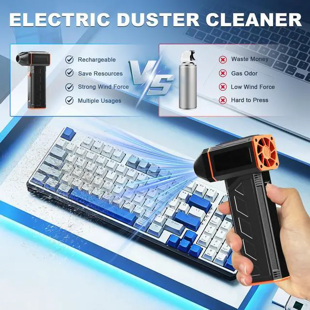 Alt view image 5 of 5 - CCV Compressed Air Duster - 130000RPM Electric Air Duster for Cleaning Keyboard&PC 3 Gears Adjustable Rechargeable Cordless Jet Dry Blower Air Blower for Car and Home (US-F31)