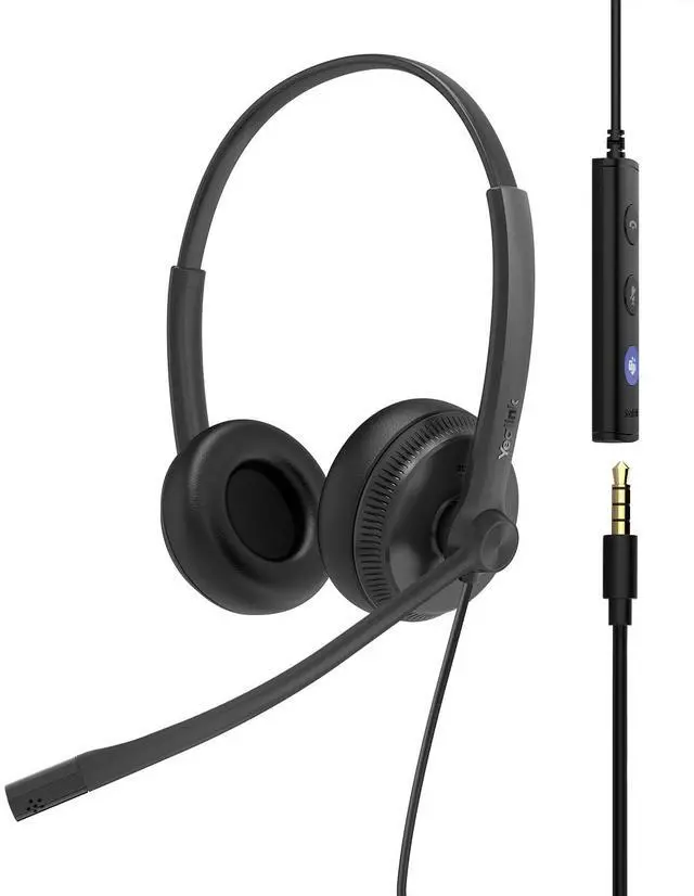Main image of Yealink UH34 USB Headset with Mic,USB-A 3.5mm Jack Wired Headphones with Noise Cancelling Microphone,in-line Control for Mac PC Laptop Home Office Online Class