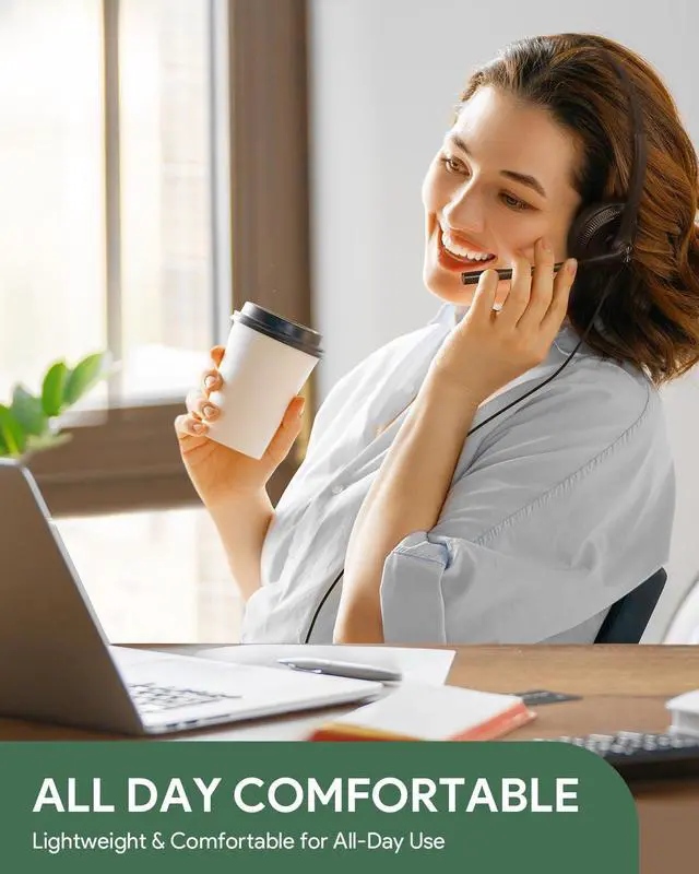 Alt view image 4 of 5 - Yealink UH34 USB Headset with Mic,USB-A 3.5mm Jack Wired Headphones with Noise Cancelling Microphone,in-line Control for Mac PC Laptop Home Office Online Class