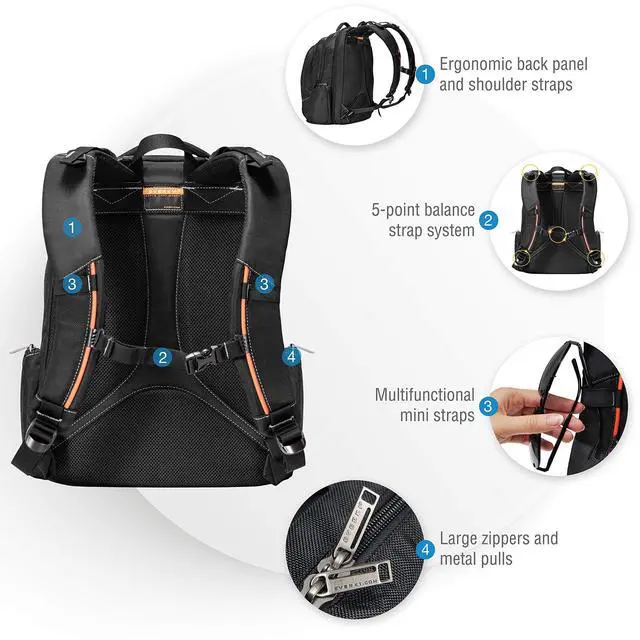 Alt view image 5 of 5 - Everki Flight Business - Spacious Business Backpack for 16-inch Laptops, Large Compartments, Travel Laptop Backpack, Extra Large Bookbags for Men, Capacity of 28.5-L (EKP119), Black