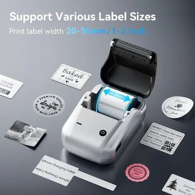 Alt view image 2 of 5 - NIIMBOT B1 Label Maker with Tapes, 2 Inch Portable Thermal Label Printer for Home School Office Small Business, Address, Bakery, Crafts, Retail, Support Smartphones & PC, Silver