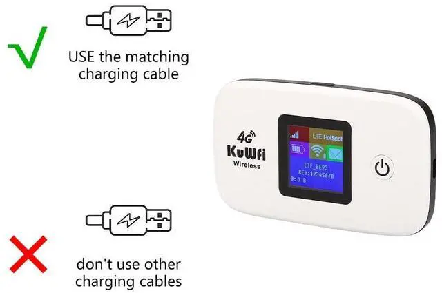 Alt view image 2 of 5 - KuWFi 4G LTE Mobile WiFi Hotspot Unlocked Wireless Internet Router Devices with SIM Card Slot for Travel Support B1/B3/B5/B7/B8/B20 in Europe Caribbean Africa