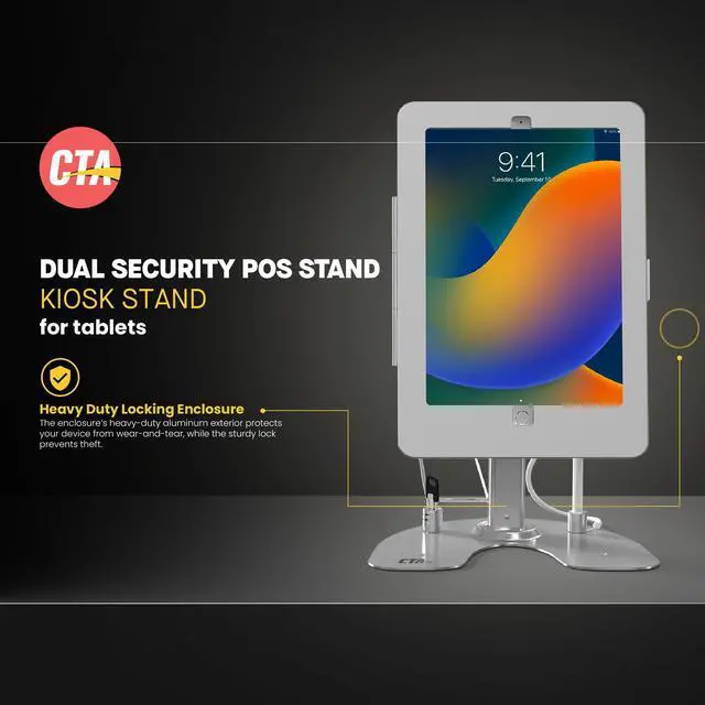 Alt view image 2 of 5 - Dual Kiosk Stand  CTA Dual Security Kiosk Stand with Locking Case and Cable for iPad 7th,/ 8th/ 9th Gen 10.2 (PAD-ASK10)
