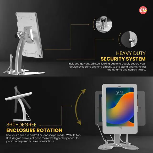 Alt view image 3 of 5 - Dual Kiosk Stand  CTA Dual Security Kiosk Stand with Locking Case and Cable for iPad 7th,/ 8th/ 9th Gen 10.2 (PAD-ASK10)