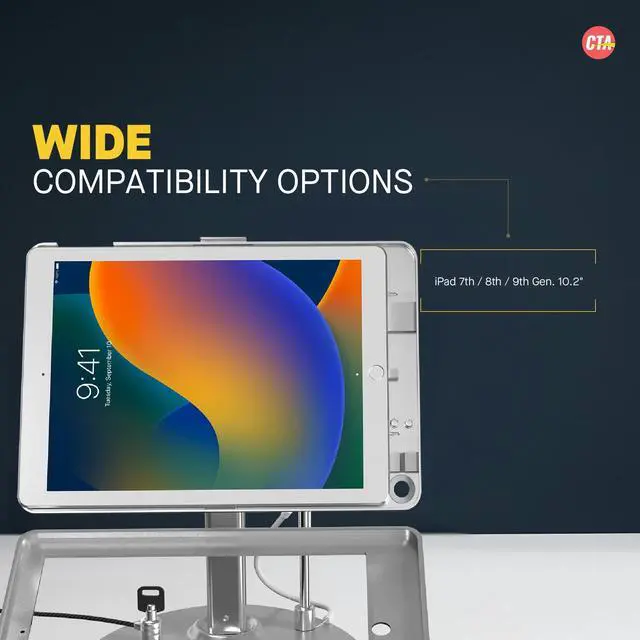 Alt view image 5 of 5 - Dual Kiosk Stand  CTA Dual Security Kiosk Stand with Locking Case and Cable for iPad 7th,/ 8th/ 9th Gen 10.2 (PAD-ASK10)