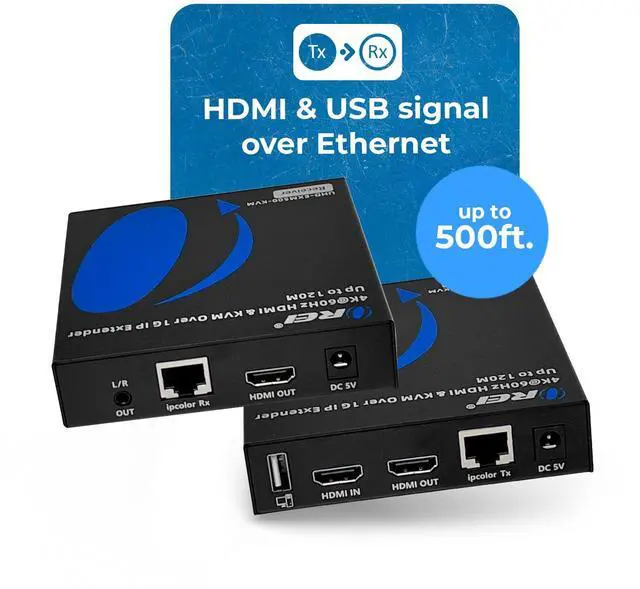 Alt view image 2 of 4 - OREI 4K KVM HDMI Extender Over IP CAT6 4K@60Hz One to Many Upto 330 Feet, 2 USB 1.1 Loop Out - Send to Multiple Location Over 1G Switch (UHD-EXM500-KVM)