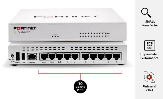 Alt view image 2 of 5 - FortiGate-70F Firewall - 7X GE RJ45 Internal Ports, 2X GE RJ45 WAN Ports (Appliance Only, No Subscription) (FG-70F)
