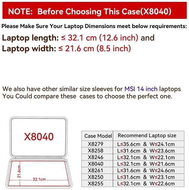 Alt view image 2 of 5 - Smatree Hard EVA Protective Sleeve Compatible for 14 inch MSI Prestige 14 A12UC/A12SC/A11SCX/A10SC/EVO A11M/EVO A11MO, 14.6 inch Samsung Galaxy Tab S10/S9 Ultra with S Pen, Keyboard (X8040)