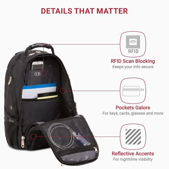 Alt view image 3 of 5 - SwissGear 1900 Scansmart TSA 17 Laptop Backpack, Black, 19-Inch