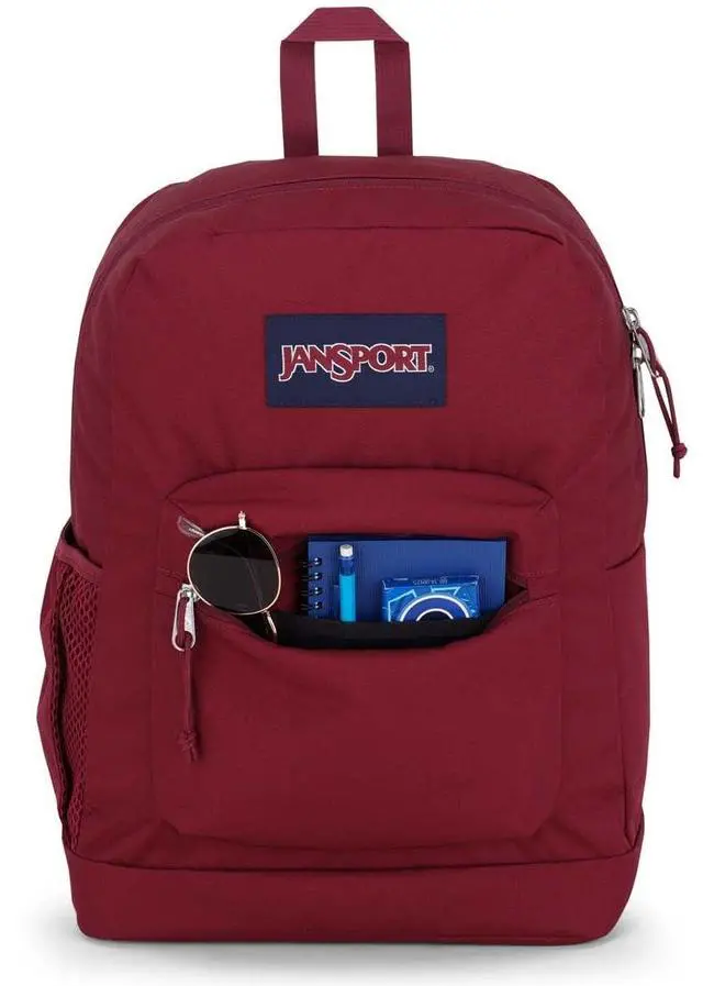 Alt view image 4 of 5 - JanSport Cross Town Plus Backpack - Large Main Compartment, Side Water Bottle Pocket, 15-Inch Padded Laptop Sleeve - Russet Red