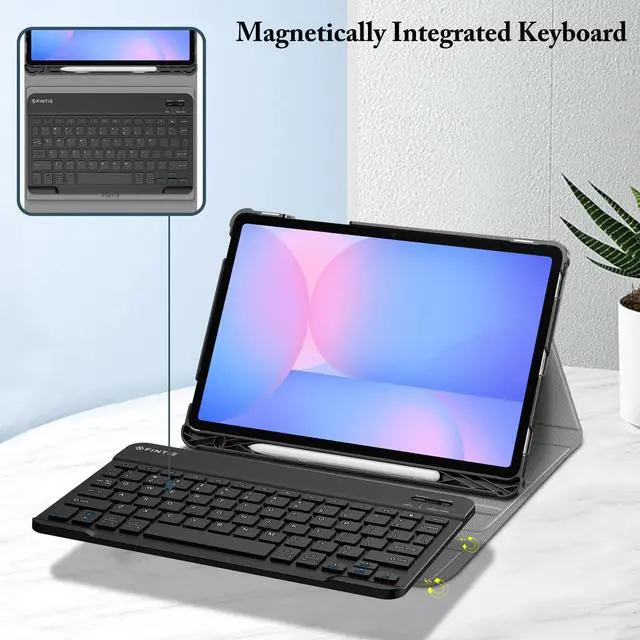 Alt view image 4 of 5 - FINTIE Keyboard Case for Samsung Galaxy Tab S10 FE/ S9 FE 5G 10.9 Inch/Tab S9 11 Inch with S Pen Holder, Slim Stand Cover Detachable Wireless Bluetooth Keyboard, Blossom