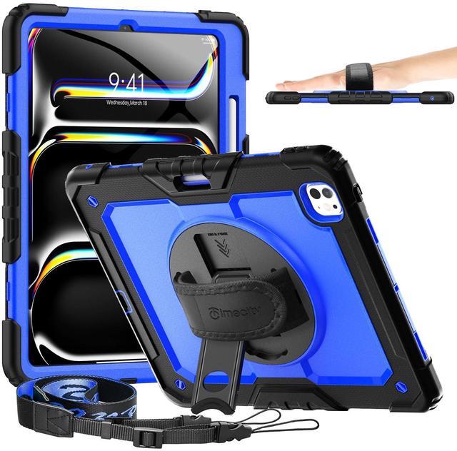 Main image of timecity for iPad Pro 13 Inch M4 Case 2024 7th Gen, 360° Rotating Stand, Pencil Holder & Wireless Charging, Shockproof with Screen Protector & Shoulder Strap - for Designers & Professionals, Dark Blue