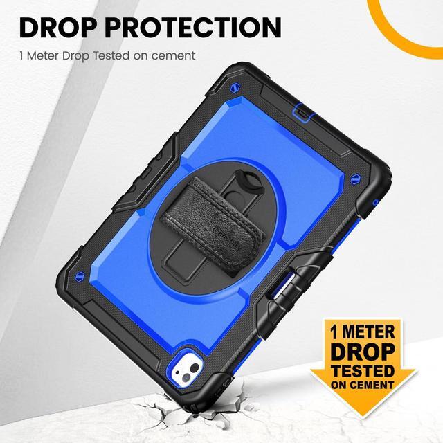 Alt view image 3 of 5 - timecity for iPad Pro 13 Inch M4 Case 2024 7th Gen, 360° Rotating Stand, Pencil Holder & Wireless Charging, Shockproof with Screen Protector & Shoulder Strap - for Designers & Professionals, Dark Blue
