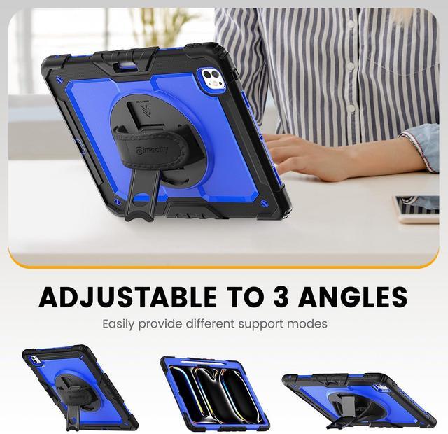 Alt view image 5 of 5 - timecity for iPad Pro 13 Inch M4 Case 2024 7th Gen, 360° Rotating Stand, Pencil Holder & Wireless Charging, Shockproof with Screen Protector & Shoulder Strap - for Designers & Professionals, Dark Blue