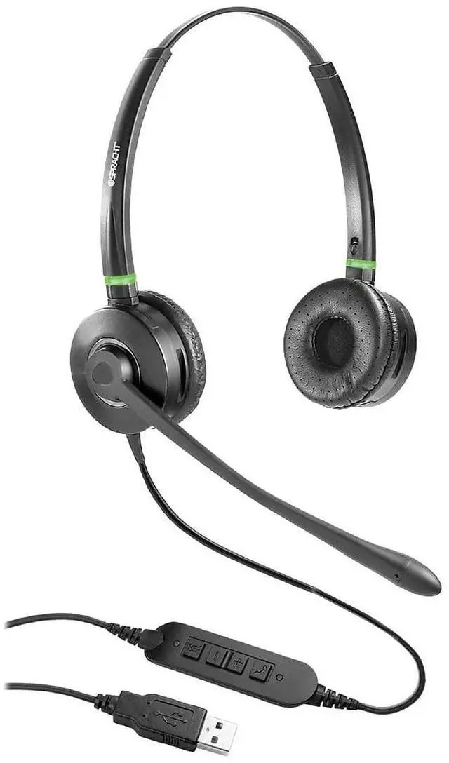 Main image of Spracht HS-WD-USB-2 Dual Ear USB Headset for Softphone for PC/Mac, Black