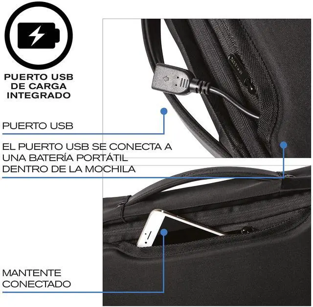Alt view image 4 of 4 - XDDesign Bobby Bizz 10 Liter Anti Theft Laptop Backpack with Padded 15.6" Laptop Sleeve, smart password lock, Water Repellent, USB Charging Port, travel backpack carry on flight for men and women