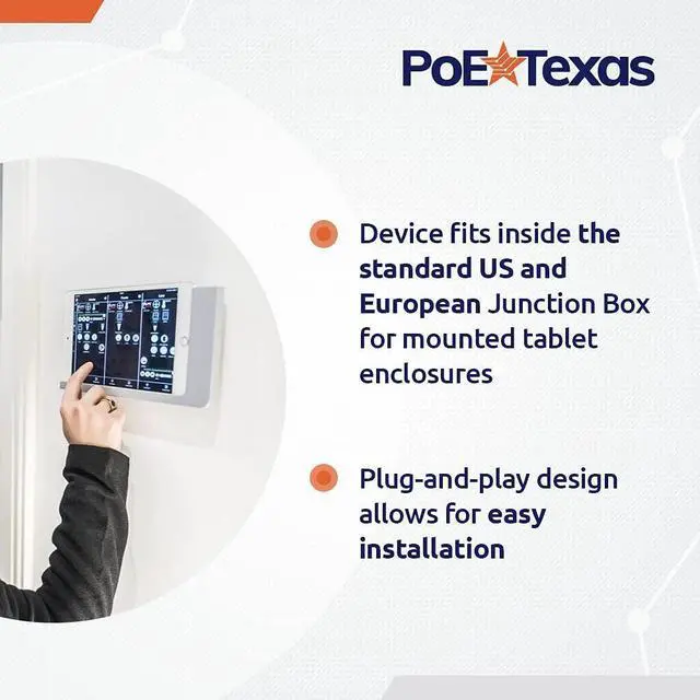 Alt view image 3 of 5 - PoE Texas 802.3at PoE+ Power and Data Adapter with Dual USB-C Ports and Included USB-C to Lightning Cable for iPad 10.2 and Previous Models for POS, Digital Signage & More