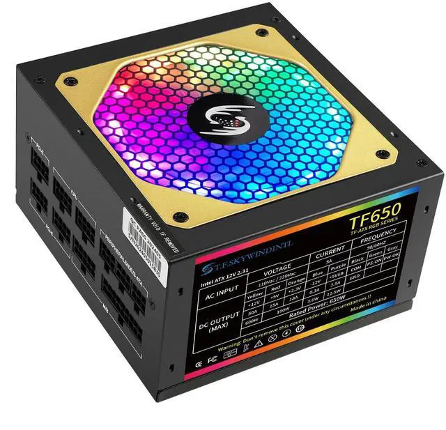 Main image of 650W Power Supply Fully Modular PSU ARGB Gaming PC Power Supply 20+4Pin Connector with 120mm Low-Noise FDB Fan Full Voltage 110/220V