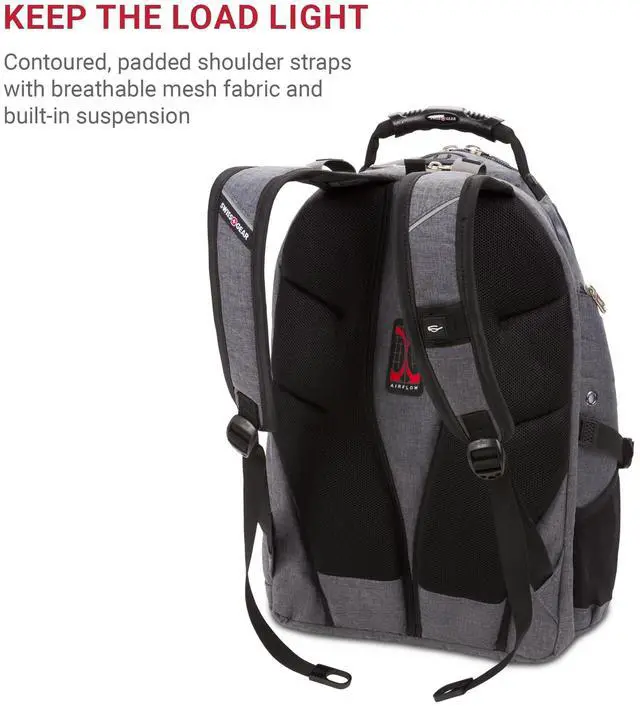Alt view image 5 of 5 - SwissGear 1900 Scansmart TSA 17 Laptop Backpack, Heather Grey, 19-Inch