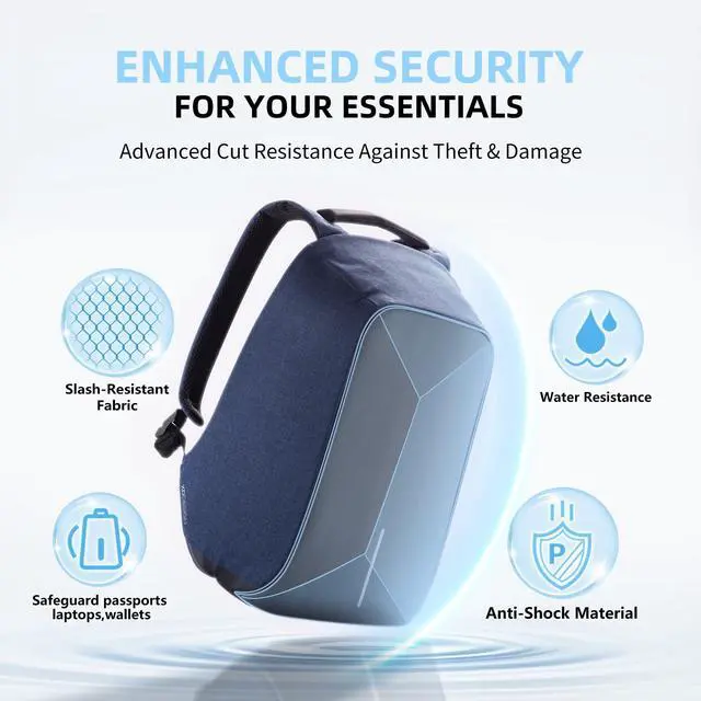 Alt view image 2 of 5 - XDDesign Bobby Original 12.5L Anti Theft Laptop Backpack, 15.6" Laptop&9.7" Tablet Sleeve,Slash-resistant,Water Repellent,Shockproof, USB Charging Port Travel Carry on Flight Approved for Men&Women