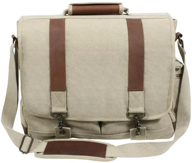 Main image of Rothco Vintage Canvas Pathfinder Laptop Bag With Leather Accents (Khaki)