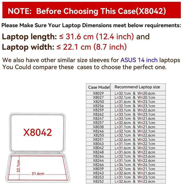 Alt view image 2 of 5 - Smatree Hard EVA Protective Sleeve Compatible for 14 inch ASUS Vivobook 14 X1407, ASUS Vivobook 14 M1407/X1407QA Copilot+PC, ASUS Vivobook S14 S3407QA Copilot+PC, ASUS Zenbook 14 UX3402 Case (X8042)