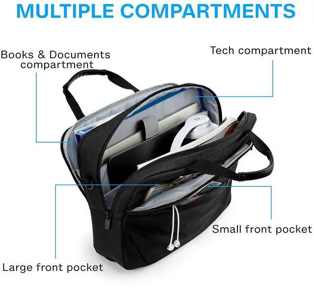 Alt view image 2 of 5 - BAGSMART Laptop Bag, 15.6 Inch Briefcase Men, Lockable Computer Bag Work Bag, Water-Repellent Shoulder Messenger Bag Travel Office Business, Black