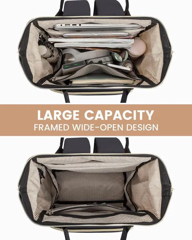 Alt view image 2 of 5 - LOVEVOOK Laptop Backpack for Women, Fashion Work Computer Backpacks Purse, Travel Bags Doctor Nurse Backpack with USB Port, Carry on Backpack fits 15.6-Inch Laptop, Light Grey-Dark Grey
