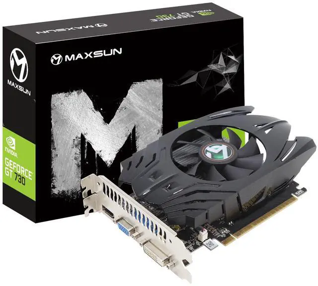 Main image of maxsun GeForce GT 730 4GB Video Graphics Card GPU for Computer PC GDDR3 ITX Design PCI Express DVI-I, HDMI, VGA 4K Multi Screen