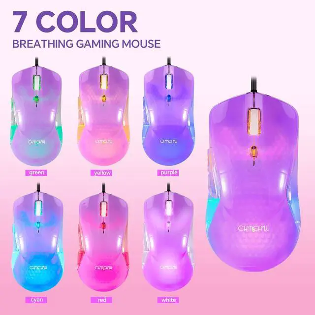 Alt view image 5 of 5 - CHONCHOW LED Gaming Keyboad and Mouse Combo, Transparent RGB Rainbow Backlit Keyboard, 104 Keys Anti-ghosting USB Wired Keyboard, 7 Color RGB Gaming Mouse for PC Laptop Xbox PS4 Gamers and Work
