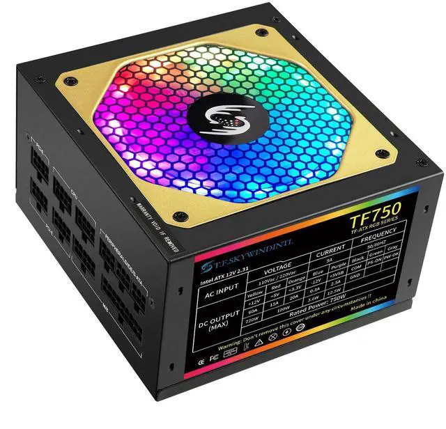 Main image of Power Supply 750W PSU ARGB Fully Modular Standard ATX Gaming PC Power Full Voltage 110/220V 20+4Pin Main Power with 120mm Ultra-Silent FDB Fan White