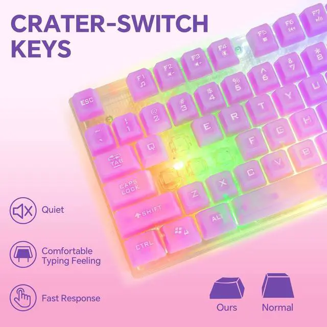 Alt view image 4 of 5 - CHONCHOW LED Gaming Keyboad and Mouse Combo, Transparent RGB Rainbow Backlit Keyboard, 104 Keys Anti-ghosting USB Wired Keyboard, 7 Color RGB Gaming Mouse for PC Laptop Xbox PS4 Gamers and Work