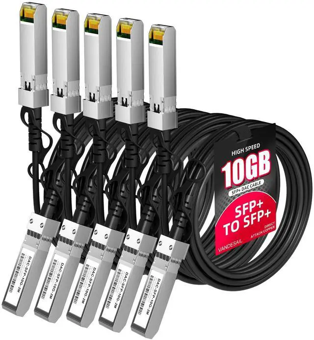 Main image of VANDESAIL SFP+ DAC Cable, 5 Pack 10GBASE-CU Passive Direct Attach Copper Twinax Cable for Cisco SFP-H10GB-CU2M,for Ubiquiti UniFi,for Meraki,for Fortinet,for Supermicro,for Ruijie,2m(6.6ft)