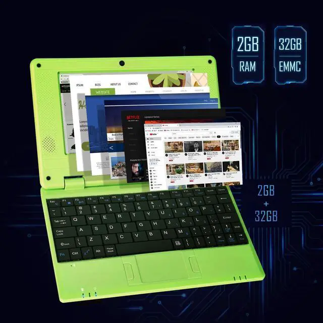 Alt view image 2 of 5 - G-Anica GBook Laptop Computer(7 inch), Quad Core Powered by Android 12.0, Netbook Computer with WiFi, Webcam and Bluetooth, Mini Laptop with Bag, Mouse, and Mouse Pad for Kids