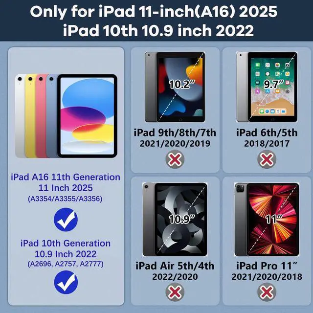 Alt view image 2 of 5 - TSQQST Case for iPad 11th A16/10th Generation 2025 2022 with Screen Protector | Shockproof Rugged Silicone Sturdy Kids Case with Stand+Hand Strap for iPad 10th Gen-Red+Black