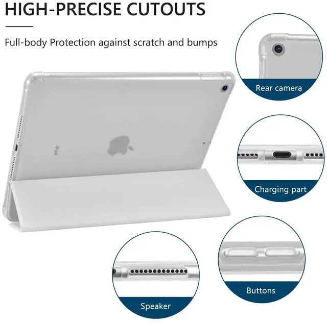 Alt view image 2 of 5 - JOYLAND Girly Ribbon Bow Pattern Case for iPad Pro 12.9" 6th Generation 2022/5th Generation 2021, Pencil Holder & Clear Transparent Back & Trifold Smart Pad White Cover Scratchproof Case