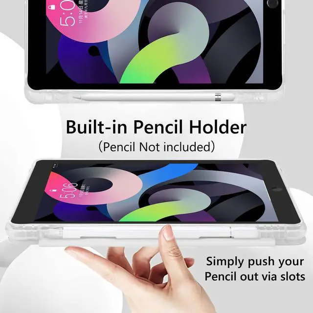 Alt view image 5 of 5 - JOYLAND Girly Ribbon Bow Pattern Case for iPad Pro 12.9" 6th Generation 2022/5th Generation 2021, Pencil Holder & Clear Transparent Back & Trifold Smart Pad White Cover Scratchproof Case