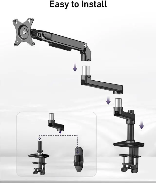Alt view image 4 of 5 - Ergounion Extension Monitor Arm, to Increase Arm Length, Only for The E-Series Monitor Mount, Compatible Accessory, Black